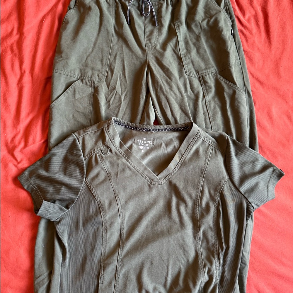 Olive Green Scrub Set beyond scrubs M top M jogger